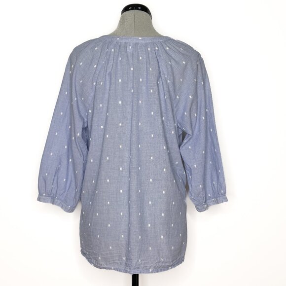 Old Navy Blue and White V-Neck Peasant Blouse - Extra Large - Picture 4 of 8